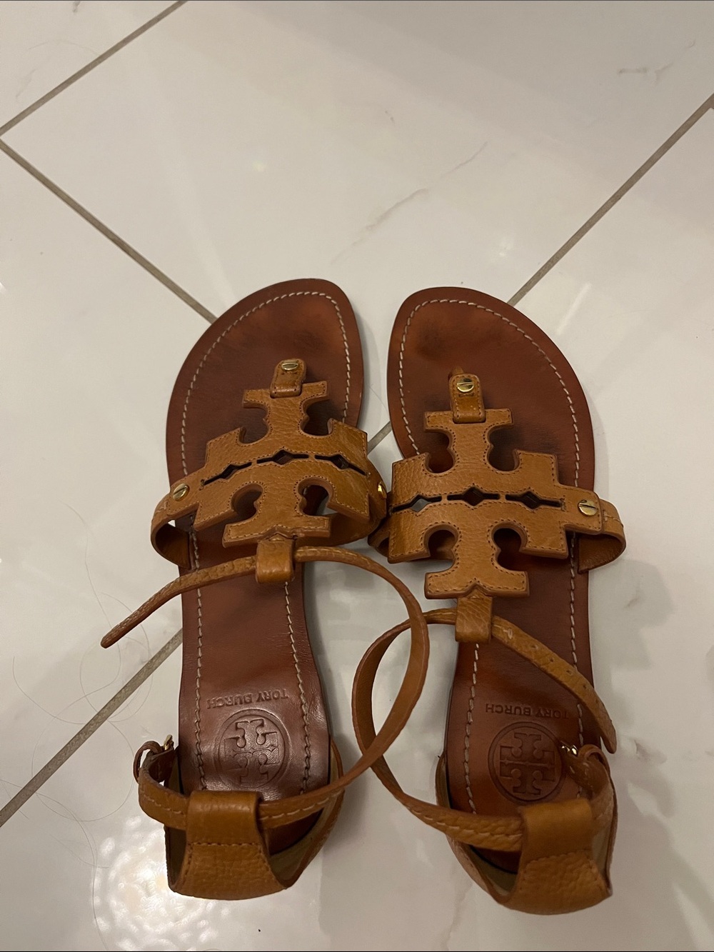 Tory Burch Phoebe Thong Sandals Royal in brown size 9 - Picture 3 of 5